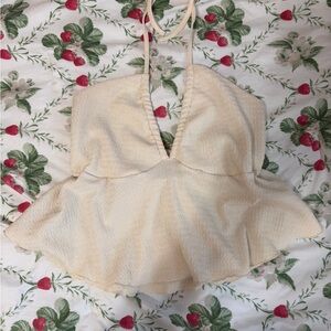 SHEIN Cream Halter Tank Top
